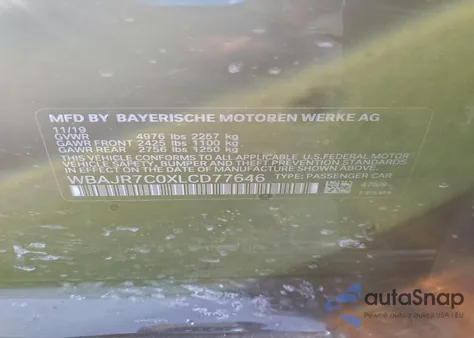 2020 BMW 530 Xi from USA, damaged, VIN WBAJR7C0XLCD77646